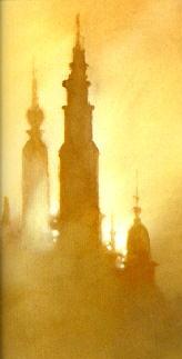 A very pretty tower at sunset.